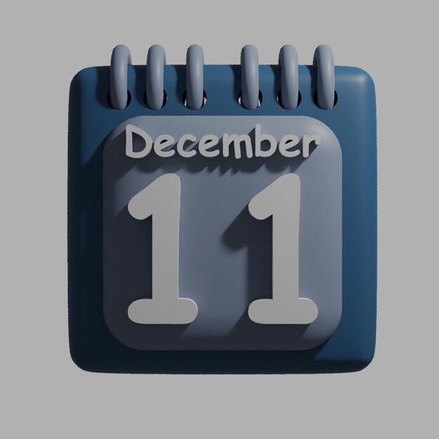 Ein blauer kalender mit dem datum dezember 11 darauf