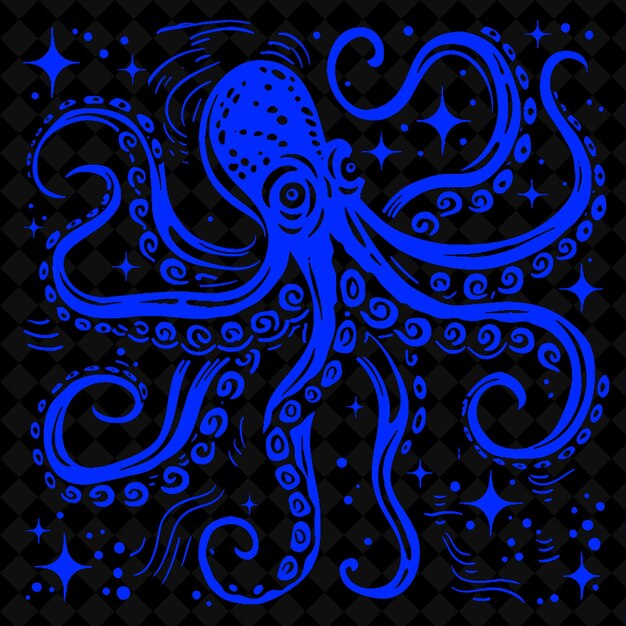 PSD ein blauer oktopus mit einem stern oben drauf