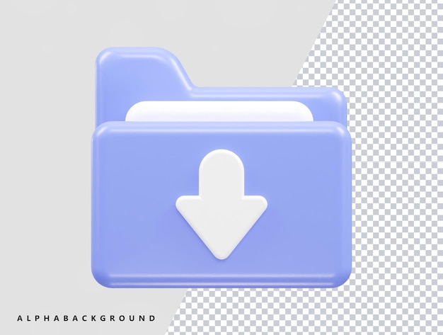Ein blauer ordner mit einem pfeil nach unten.