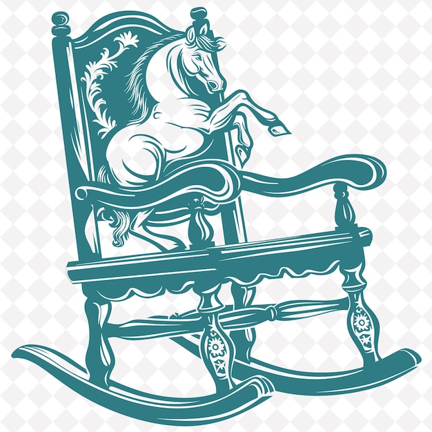 PSD ein blauer und grüner stuhl mit einem pferd auf der rückseite