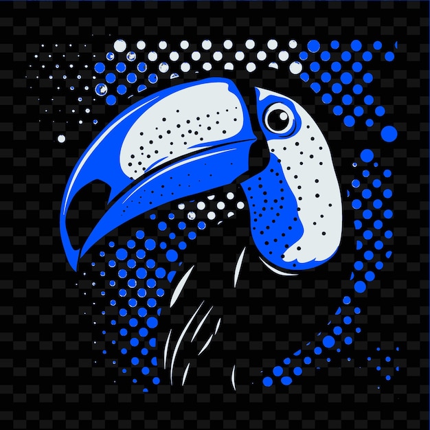 PSD ein blauer vogel mit einem blauen schnabel steht auf einem schwarzen hintergrund