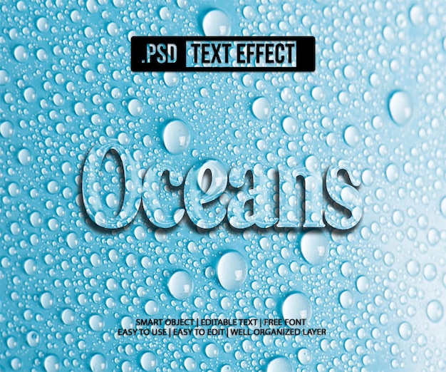 ein blauer Wasser-Hintergrund mit den Worten Ozean