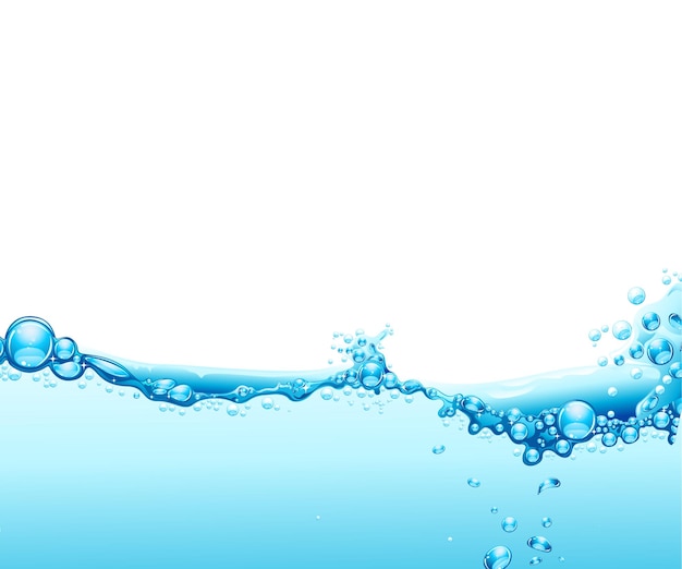 ein blauer Wasserhintergrund mit Blasen, auf denen das Wort steht