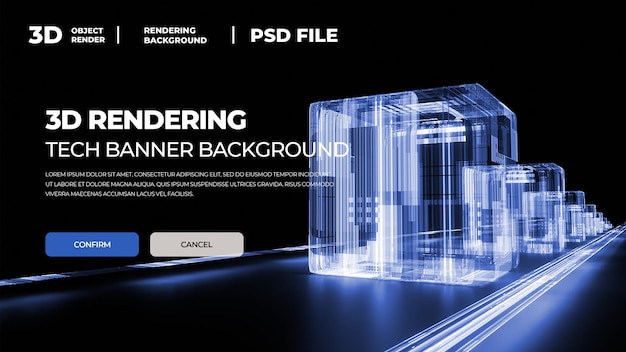 ein blaues 3D-Tech-Rendering-Banner