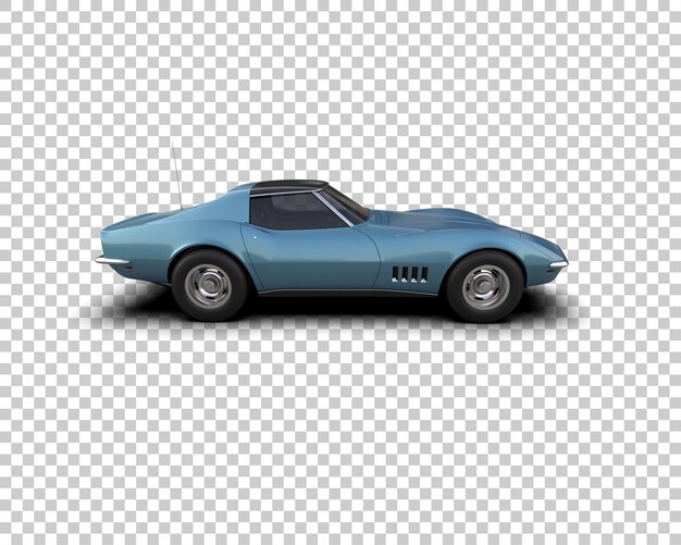 ein blaues Auto mit offener Motorhaube wird auf einem weißen Hintergrund gezeigt