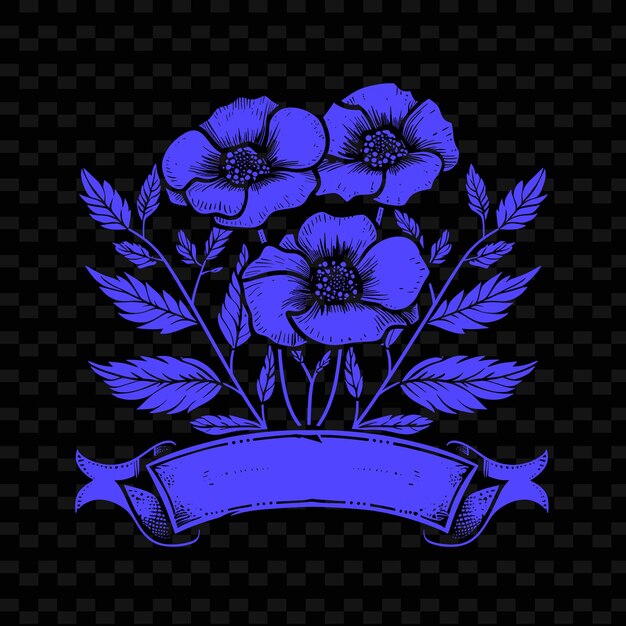 PSD ein blaues blumiges design mit einem banner, auf dem steht: flowerson