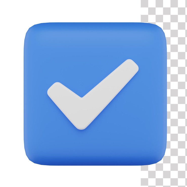 PSD ein blaues quadrat mit einem häkchensymbol darauf