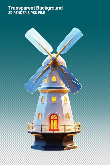 Ein blaues und graues bild einer windmühle