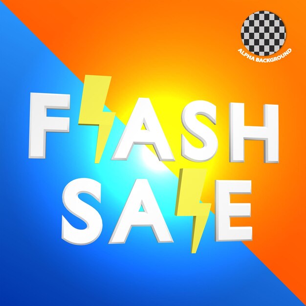 PSD ein blaues und orangefarbenes poster, auf dem flash sale steht.