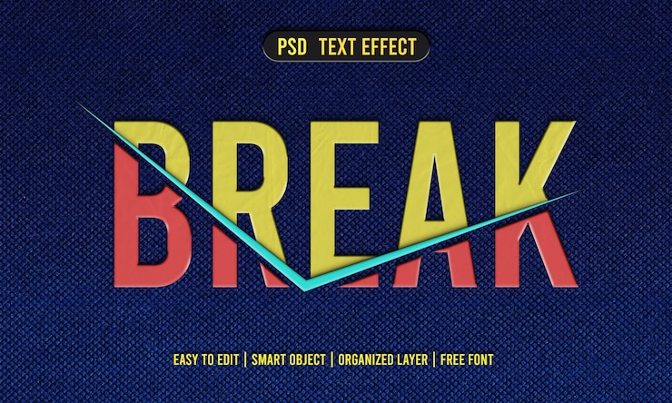 PSD ein blaues und rotes poster, auf dem break effect steht.