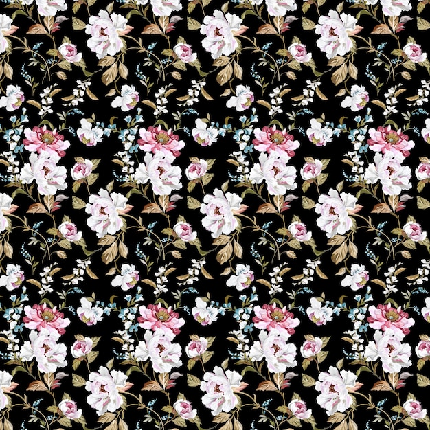 ein Blumenmuster auf schwarzem Hintergrund