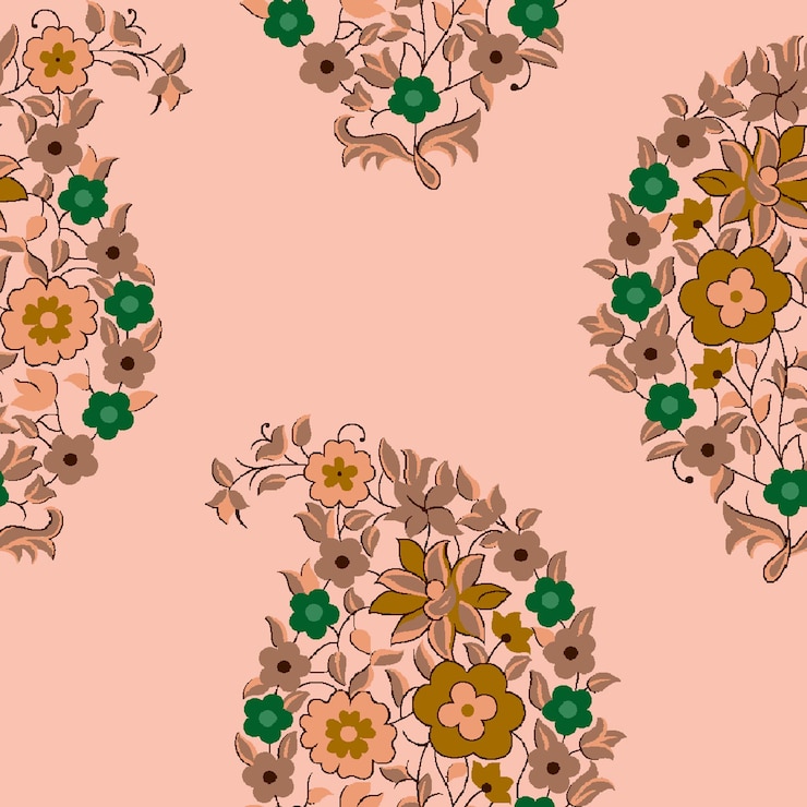 ein Blumenmuster mit grünen und rosa Blüten