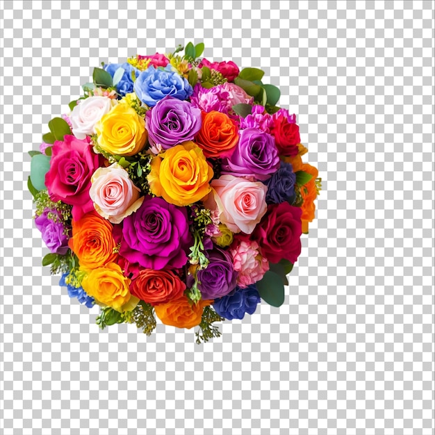 ein Blumenstrauß und voller Blumen auf einem durchsichtigen Hintergrund