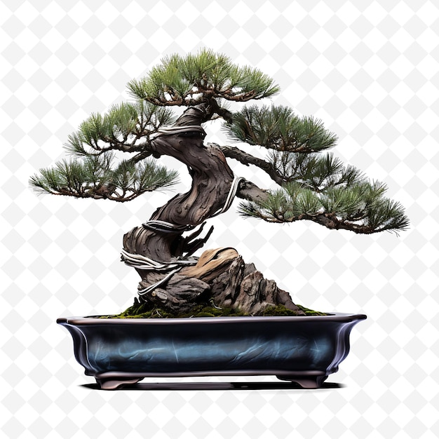 PSD ein bonsai-baum mit einem topf aus kiefern