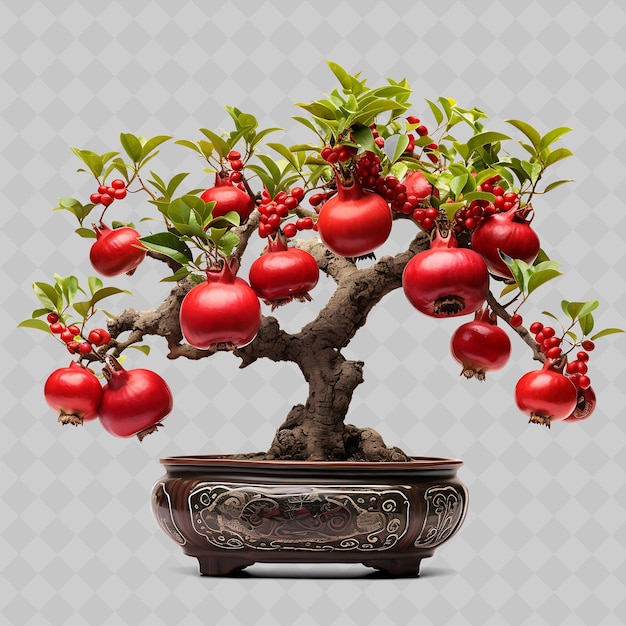 PSD ein bonsai-baum mit roten beeren