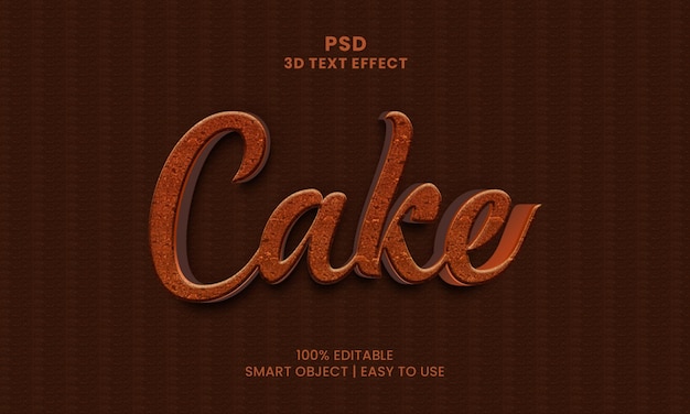 Ein brauner Hintergrund mit dem Titelkuchen im 3D-Texteffekt.