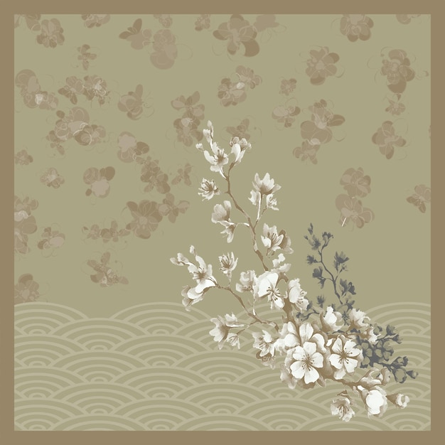ein brauner und grüner Hintergrund mit einem Blumenmuster
