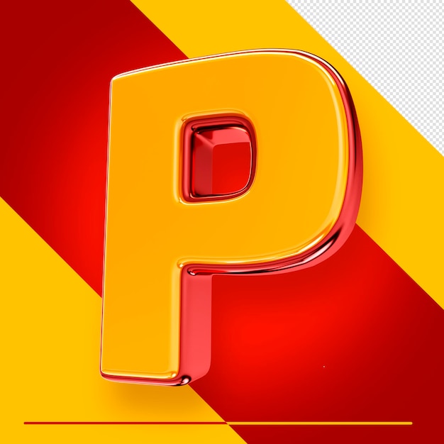 PSD ein buchstabe p mit rotem hintergrund.