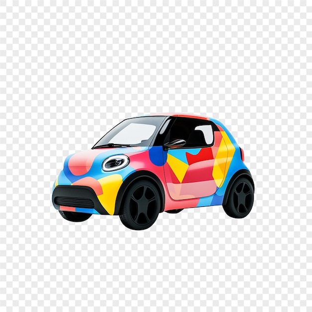 ein buntes Auto mit dem Wort Auto auf der Vorderseite