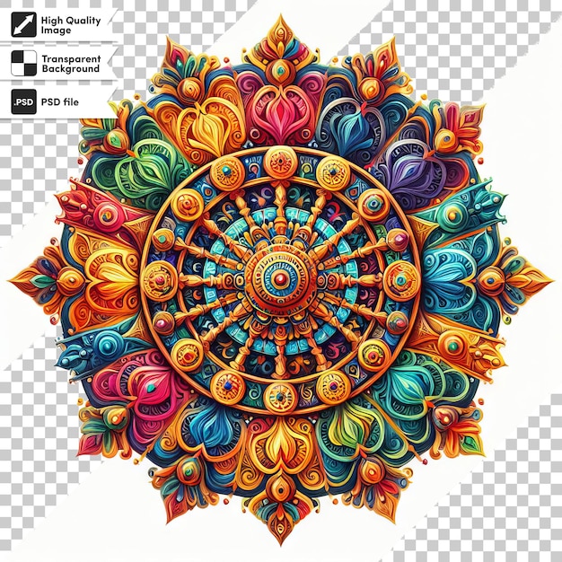 PSD ein buntes mandala-design mit schwarzem hintergrund