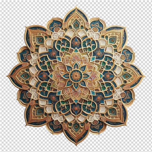 PSD ein buntes mandala mit einem goldenen und grünen design