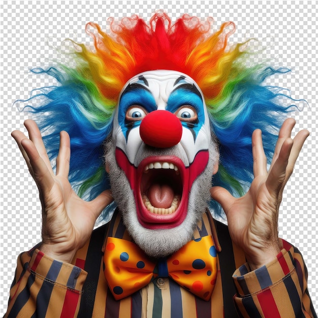 PSD ein clown mit einem roten und blauen gestreiften gesicht wird gezeigt