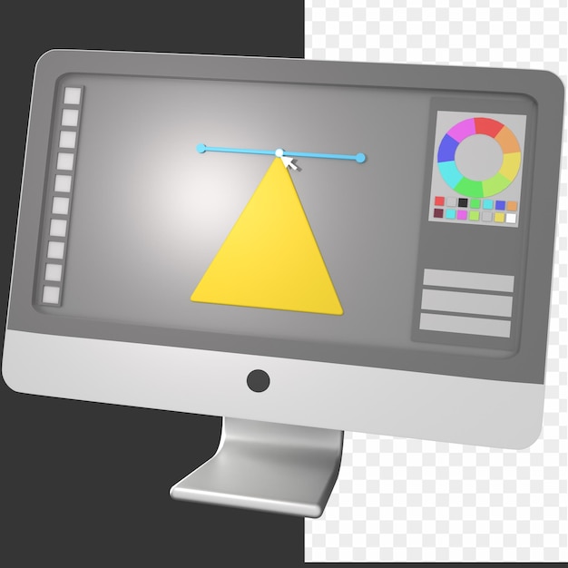 PSD ein computerbildschirm mit einem gelben dreieck darauf