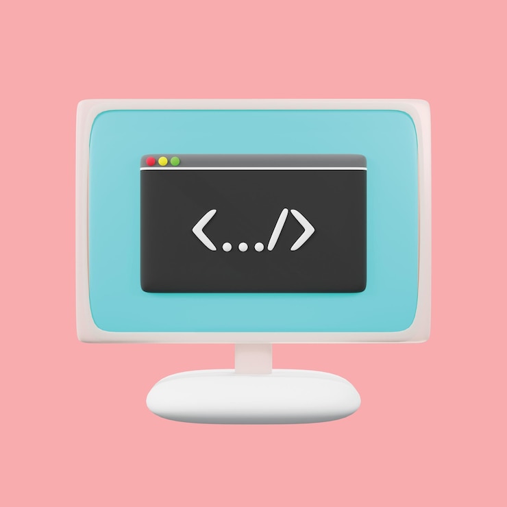PSD ein computermonitor mit dem wortcode darauf