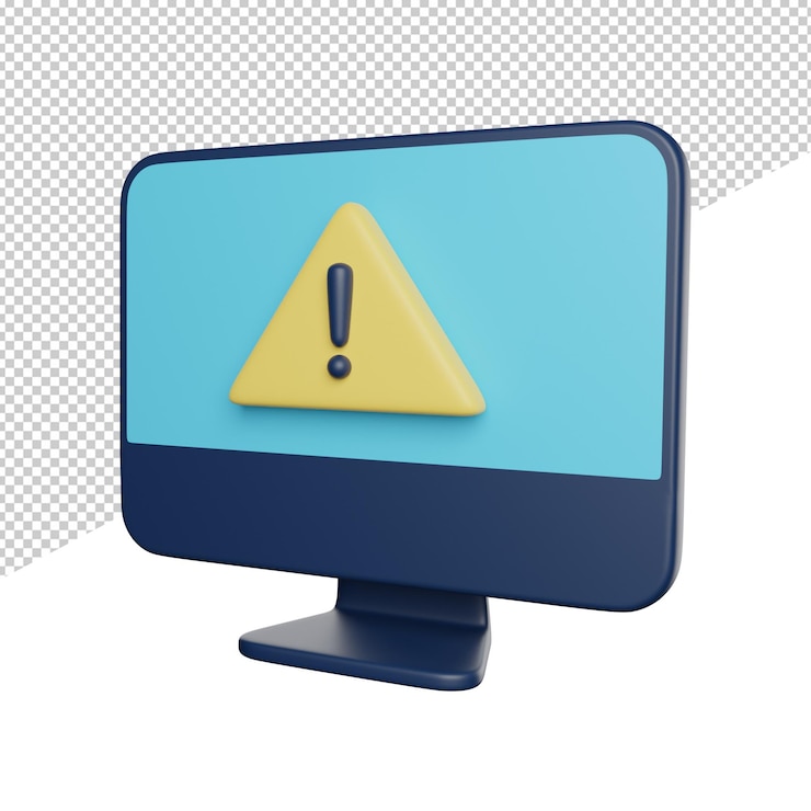 PSD ein computermonitor mit einem ausrufezeichen auf dem bildschirm.