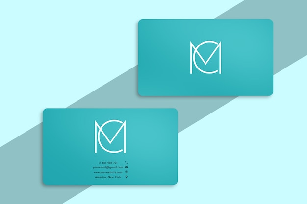 Ein cyan-visitenkarten-mockup mit logo