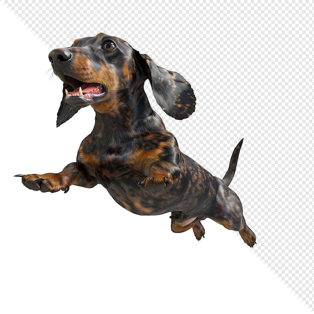 Ein Dachshund in der Luft