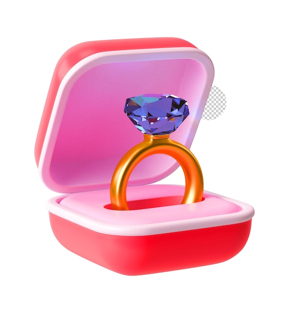 ein Diamantenring in einem rosa-orangefarbenen Gehäuse
