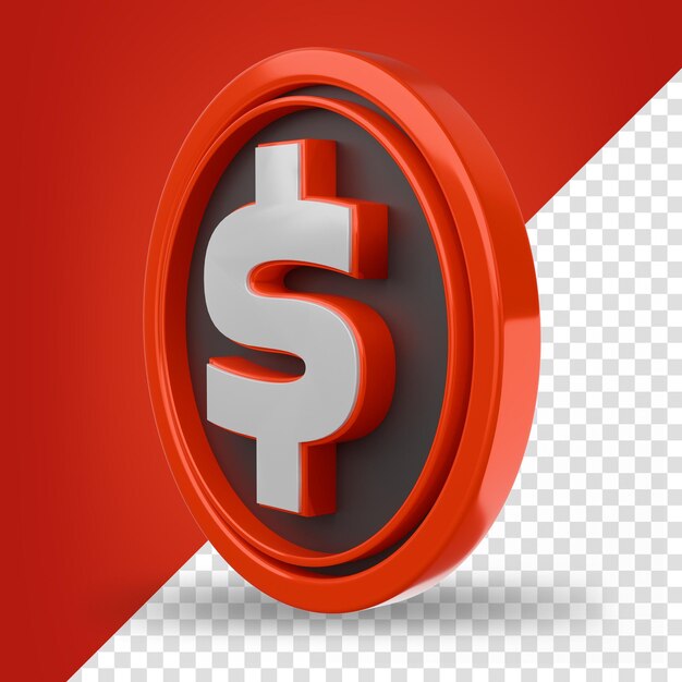 Ein Dollarzeichen-Münzikon Isolierter 3D-Rendering Illustration