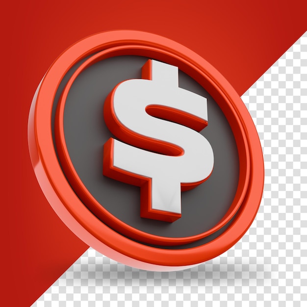 Ein Dollarzeichen-Münzikon Isolierter 3D-Rendering Illustration