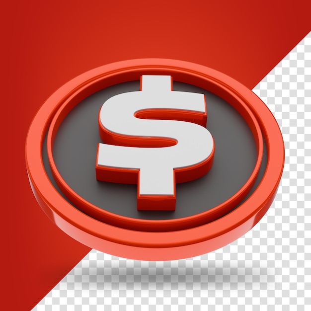 Ein Dollarzeichen-Münzikon Isolierter 3D-Rendering Illustration