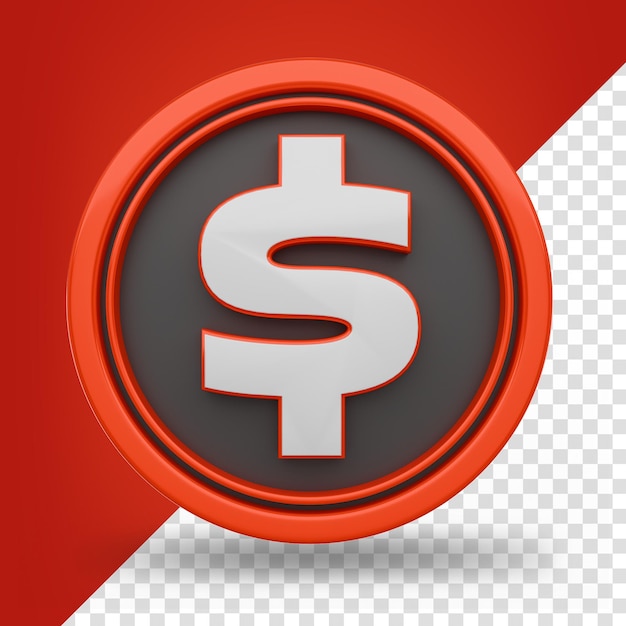 Ein Dollarzeichen-Münzikon Isolierter 3D-Rendering Illustration