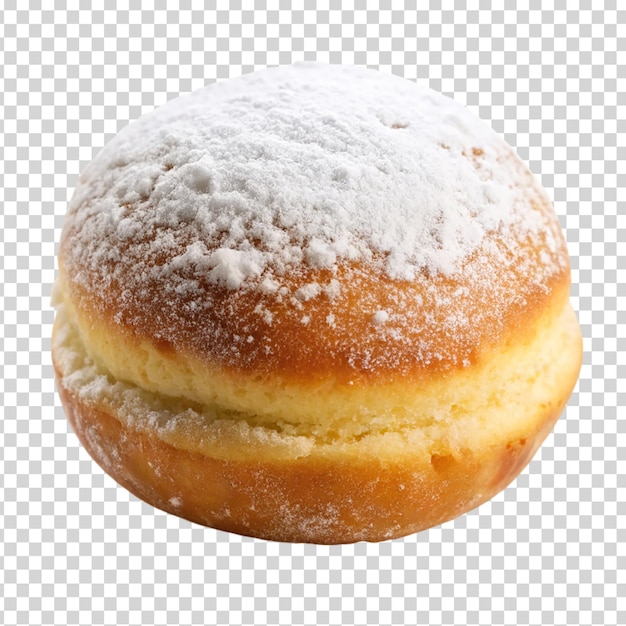 PSD ein donut mit zuckerpulver auf durchsichtigem hintergrund