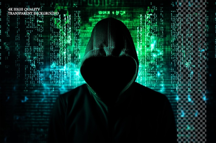 PSD ein dunkler hintergrund mit codezeilen im vordergrund auf einem transparenten hintergrund