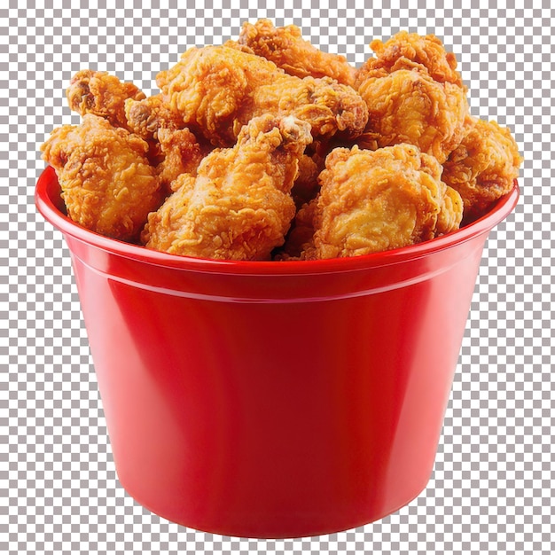 Ein Eimer mit köstlichem gebratenen Hühnchen