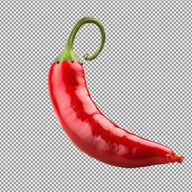 Ein einzelner roter Chili-Pfeffer, isoliert auf weißem Hintergrund.