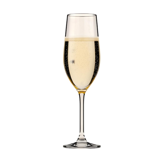 Ein elegantes Champagnerglas auf weißem Hintergrund