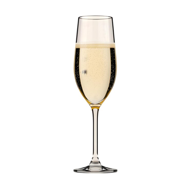 PSD ein elegantes champagnerglas auf weißem hintergrund