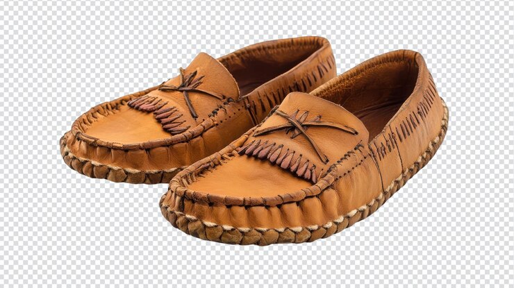 PSD ein elegantes paar ledermoccasins mit einem komplizierten design, perfekt für stil-schuh-enthusiasten und fashion-veranstaltungen