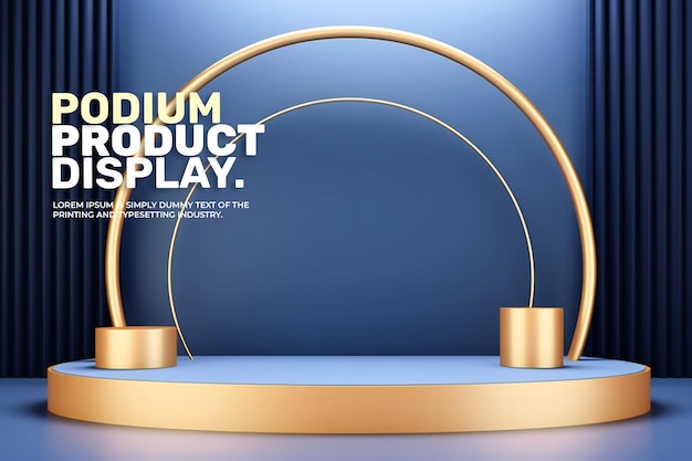 ein elegantes und luxuriöses Goldpodium für die Produktpräsentation, ein Bühnen- und Ausstellungsmodell für die Präsentation von Produkten