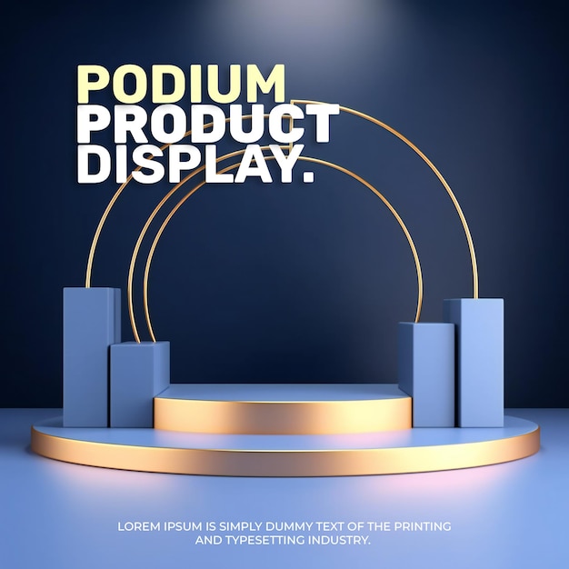 ein elegantes und luxuriöses Goldpodium für die Produktpräsentation, ein Bühnen- und Ausstellungsmodell für die Präsentation von Produkten