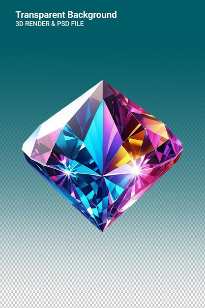 PSD ein farbenfroher diamant, der auf einem blauen hintergrund steht