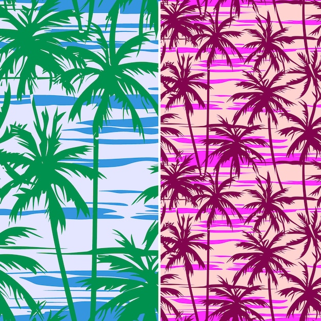 PSD ein farbenfroher hintergrund mit palmen in lila, rosa und lila