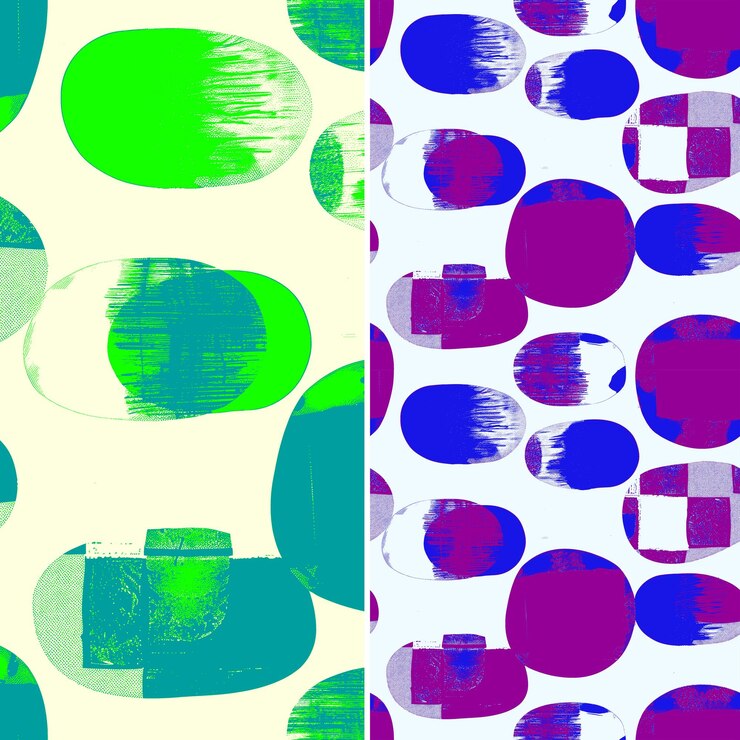 PSD ein farbenfroher hintergrund mit violetten und grünen kreisen und einem grünen und violetten punkt