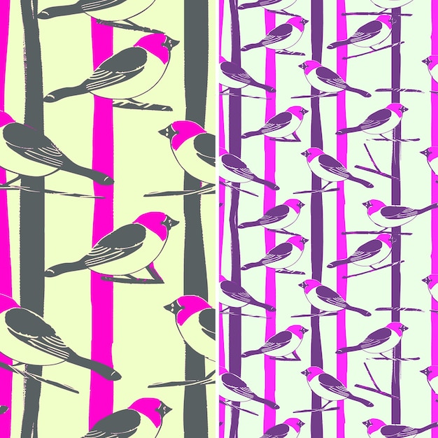 PSD ein farbenfroher hintergrund mit vögeln darauf und ein rosa und lila hintergrund