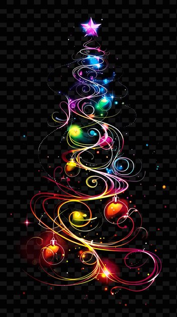 PSD ein farbenfroher weihnachtsbaum mit den worten glow in the dark